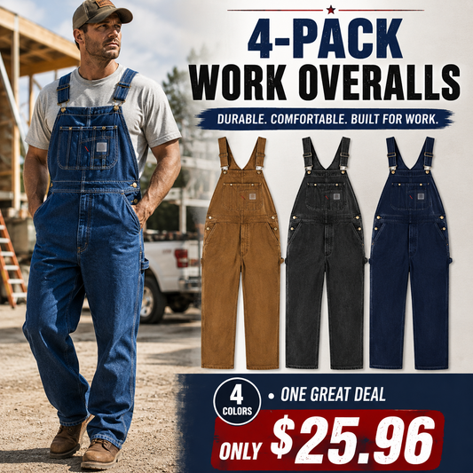 Men’s Heavy-Duty Denim Bib Overalls – Rugged Workwear with Utility Pockets