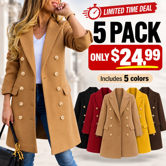 Women's Classic Wool-Blend Double-Breasted Midi Coat