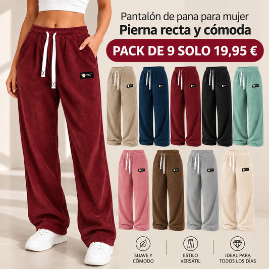 Pantalón de pana de pierna recta para mujer – 100 % algodón