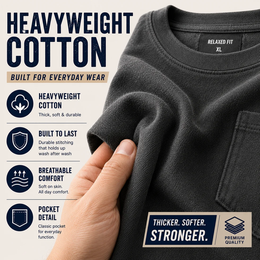 🔥Classic Heavyweight Pocket Work Tee – Relaxed Fit,Built for Everyday Work